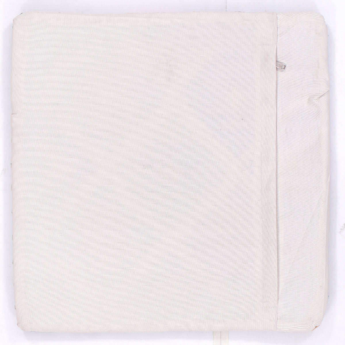 White cushion backing with smooth fabric and stitched side seam