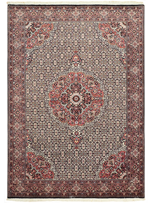 Bidjar rug with central red medallion and geometric border