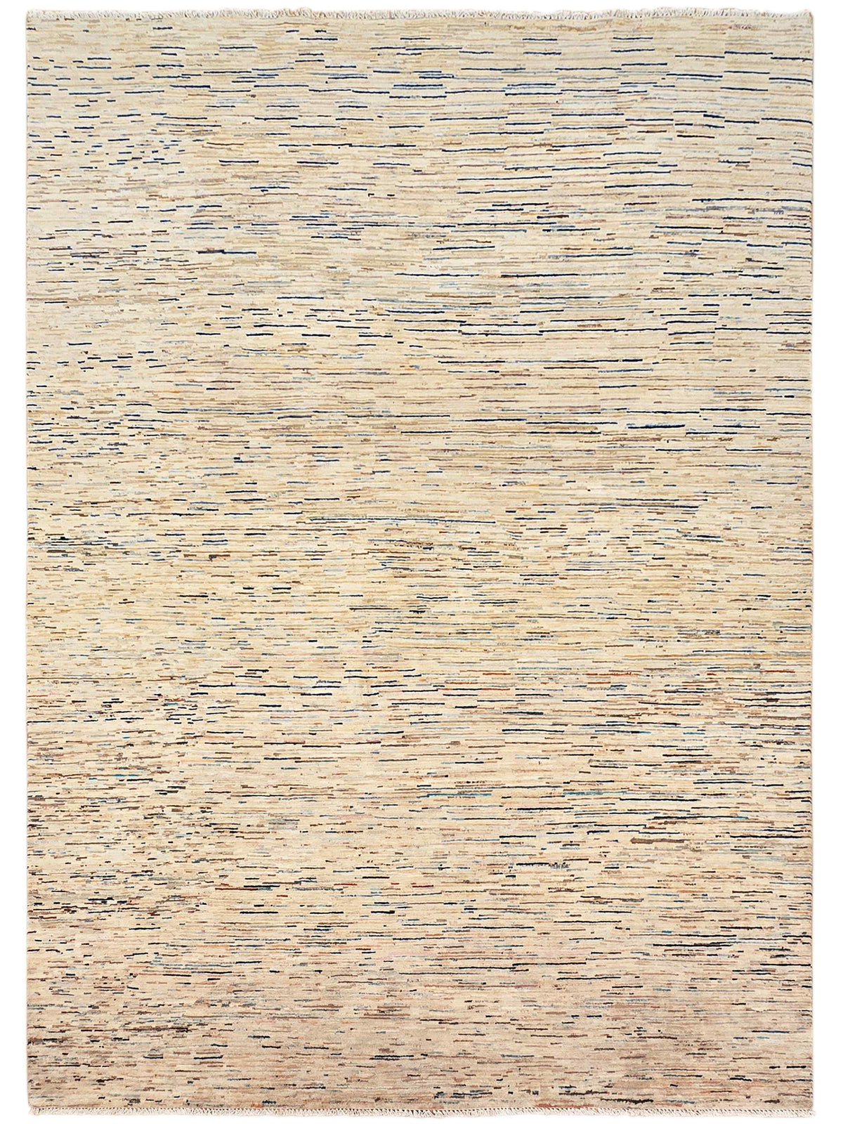 Rectangle Streepje Ziegler rug with dense beige base and blue-gray horizontal streaks