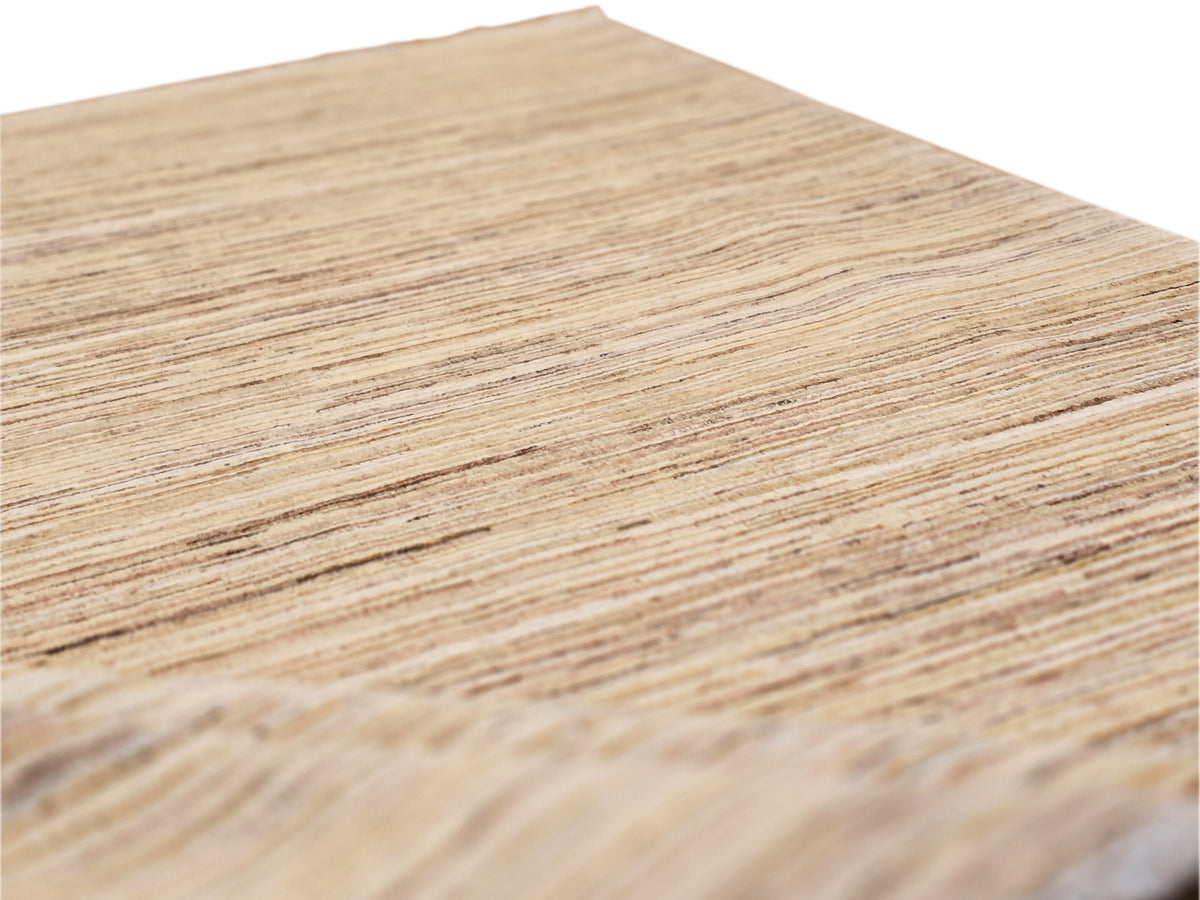 Beige and brown striped Ziegler rug surface detail with fine horizontal lines